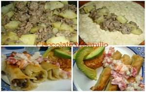 Flautas O Tacos Dorados De Picadillo Y Papas
