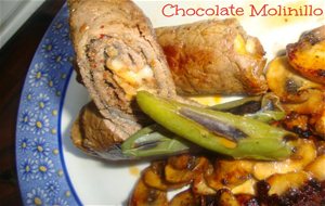 Rollitos De Res Con Chorizo Y Champiñones 
