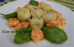 Ensalada De Alcachofas Con Gambas Al Ajillo
