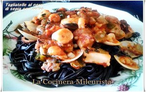 Tagliatelle Al Nero Di Sepia Con Pulpo
