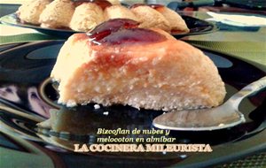 Bizcoflan De Nubes Y Melocotón En Almíbar (microondas)
