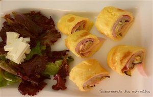 Rollitos De Tortilla Con Jamón Y Berenjenas
