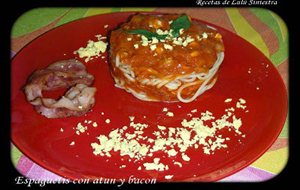 Espaguetis Con Atun Y Bacon (spaghetti Con Tonno E Pancetta)