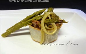 Muffin De Espaguetis Con Esparragos
