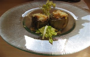 Alcachofas Rellenas De Gambas Y Salmón  Ahumado
