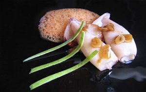 Calamares Con Caramelo Y Aire De Pimientos Y 
