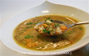 Sopa De Lentejas Con Arroz
