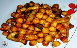 Garbanzos Fritos Con Champiñones
