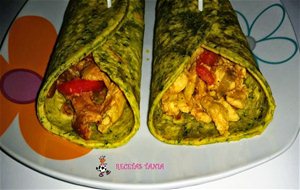 Chapati  De Espinacas Relleno De Pollo Al Ras Hanout
