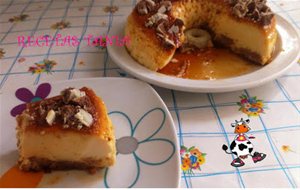 Flan Con Galletas De Chocolate Blanco
