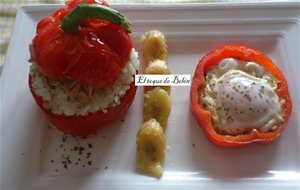 Pimiento Rojo Relleno De Arroz A La Cubana
