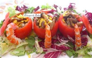 Tomate Relleno De Revuelto De Setas Y Tomate Confitado
