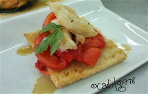 Tosta De Pimiento Dulce Con Bacalao
