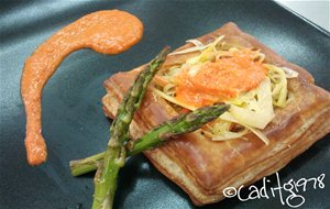 Volauvent De Verduras Con Salsa De Pimientos De Piquillo.
