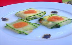 Raviolis De Cintas De Calabacin, Tomate , Queso De Cabray Aceituna Negra
