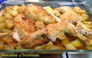 Pollo Al Horno Con Patatas Y Hierbitas
