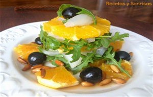 Ensalada De Bacalao , Naranja, Rucula Y Olivas Negras
