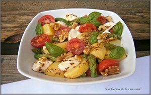 Ensalada De Patata Con Tomates, Espárragos, Mozzarella Y Nueces De California
