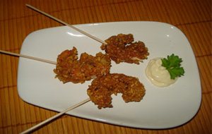 Pincho De Langostinos Con Maiz
