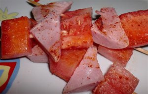 130º Receta:  Brocheta De Sandia Con Jamon York
