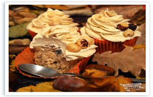 Cupcakes Otoñales De Castañas Y Praline De Avellanas / Chestnut With Hazelnut Praline Autumn Cupcakes
