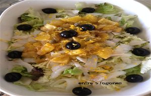 Ensalada De Bacalao Ahumado Con Cebolla Y Naranja Caramelizadas