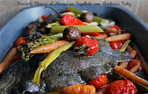 Pescado Blanco Al Hinojo En Papillote Con Verduras Baby