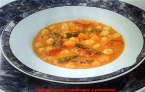 Garbanzos Con Espárragos Y Pimientos
