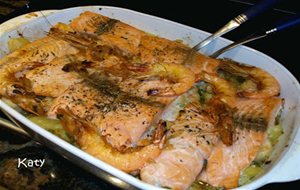 Salmón Al Horno Con Langostinos
