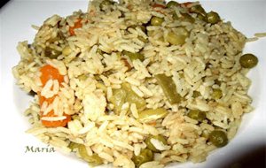 Arroz Al Curry Con Zanahoria Y Guisantes
