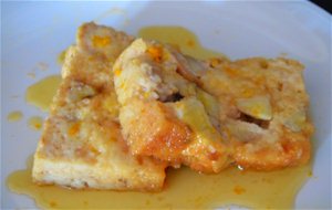 Pudin De Platano Con Salsa De Naranja Y Ron (sin Gluten Y Sin Lactosa)
