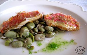 Salmonetes Con Habas Escabechadas
