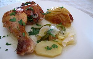 Muslos De Pollo Con Patatas Y Manzana
