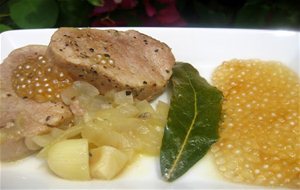 Solomilllo De Cerdo Con Cebolla Y "perlas" De Vino Oloroso
