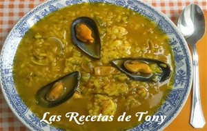 Arroz Caldoso Con Potas Y Gambon
