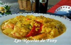 Arroz Meloso Con  Jibia Y Langostinos
