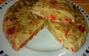 Tortilla De Patatas Y Pimientos Rojos (microondas)
