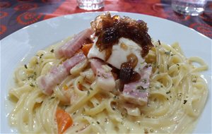 113 &#8211; Tallarines Carbonara Con Queso Crema Y Cebolla Caramelizada (sin Nata)