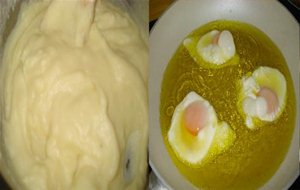 Guisantes Con Jamón, Puré Y Huevos Fritos
