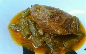 Carrilleras De Cerdo Con Judías Verdes Y  Tomate Seco
