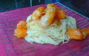 Fideos Vermicelli Con Calabaza Y  Gambas
