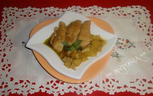 Tiras De Pollo En Salsa De Coñac 
