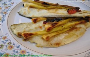 Lubina Con Ajetes Frescos Al Horno
