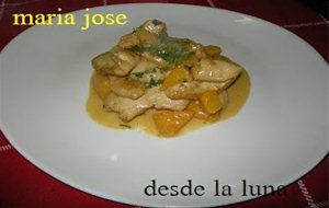 Escalopines De Pollo Con Manzanas(en Este Caso Melocoton)
