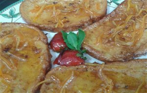 Torrijas Al Vino Dulce De Málaga Con Glaseado De Naranja Y Miel
