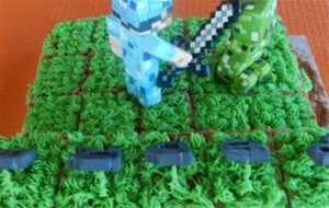 Tarta Minecraft: Chocolate Blanco