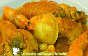 Receta De Pollo Con Sepia Y Langostinos
