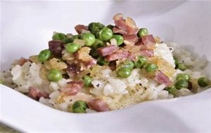 Arroz Cremoso Con Guisantes Y Jamón
