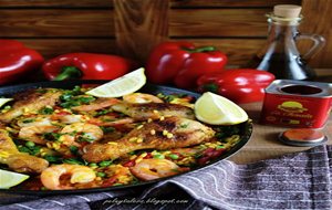 Paella De Camarones Y Pollo / Shrimp And Chicken Paella