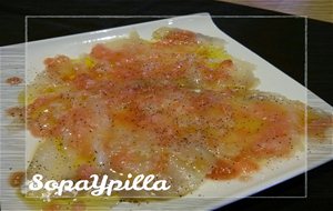 Carpaccio De Bacalao Con Tomate
